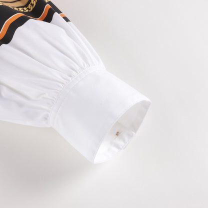 Girls White Painted Cotton Dress