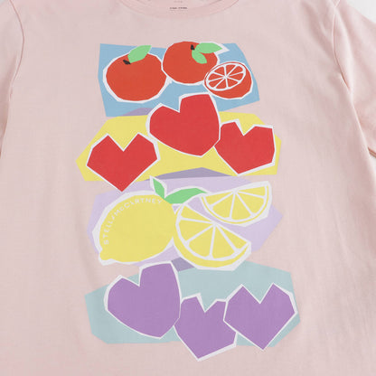 Girls Pink Printed Cotton T-Shirt