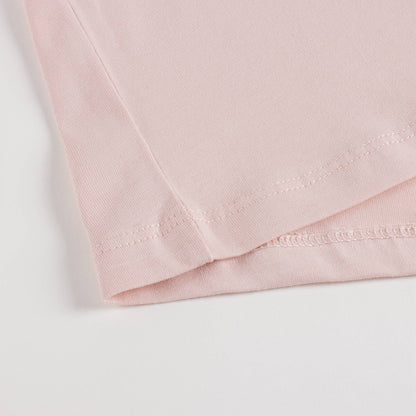 Girls Pink Printed Cotton T-Shirt