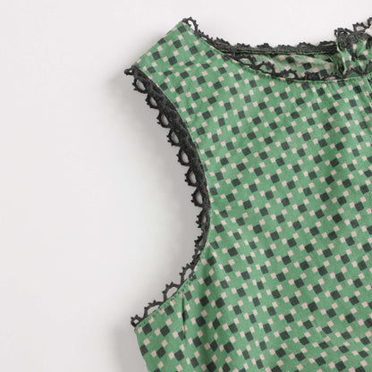 Baby Girls Green Dots Cotton Babysuit