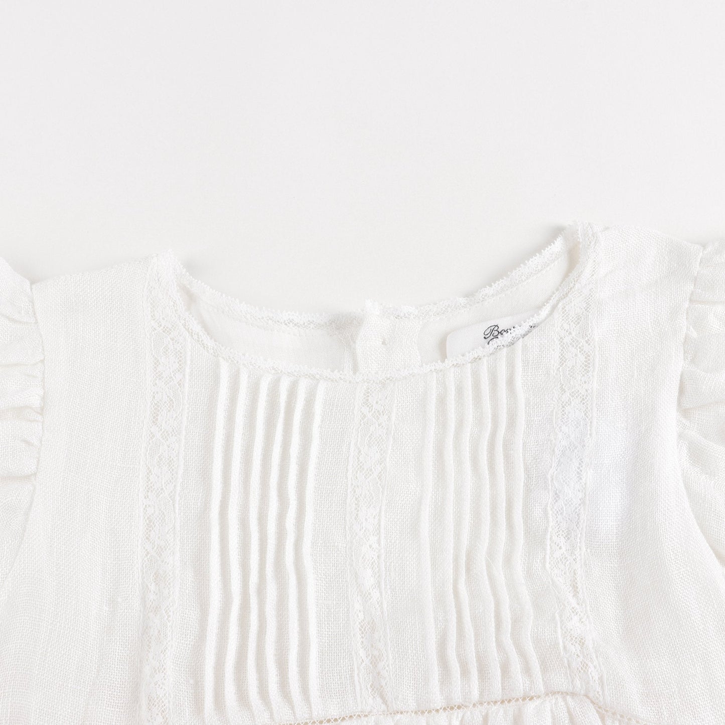 女童白色亚麻连衣裙