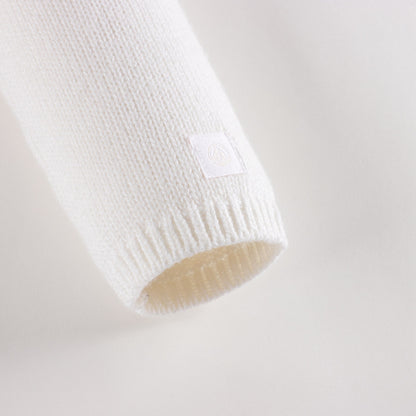 女婴白色Logo羊毛套装