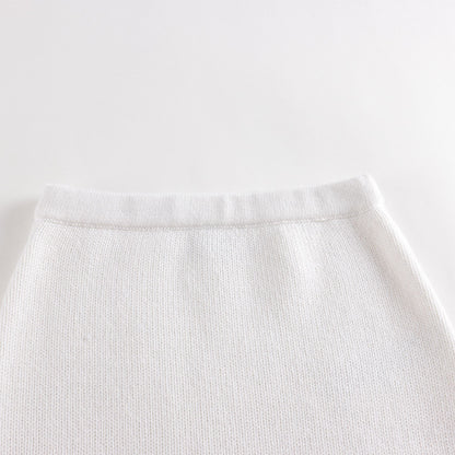 女婴白色Logo羊毛套装