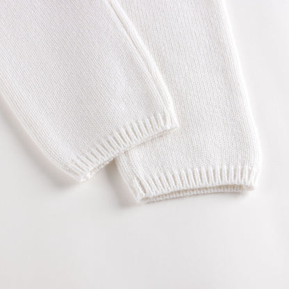 女婴白色Logo羊毛套装