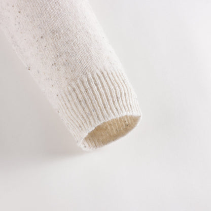 女童米色Logo羊毛毛衣