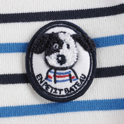 男婴蓝色条纹棉T恤