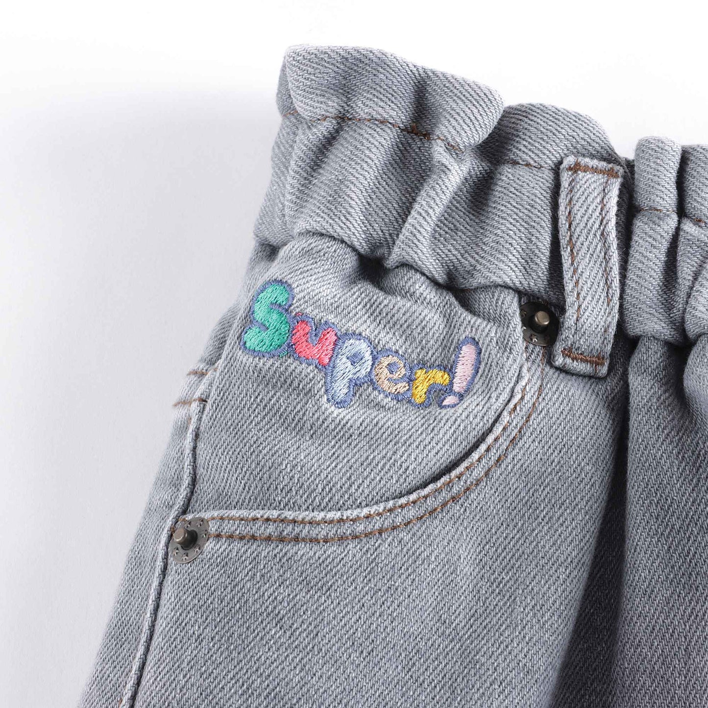 女童浅蓝色牛仔长裤