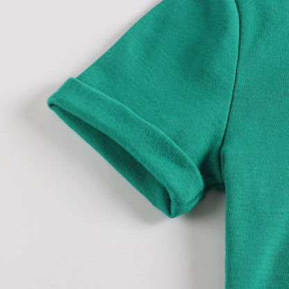 男婴绿色印花棉T恤