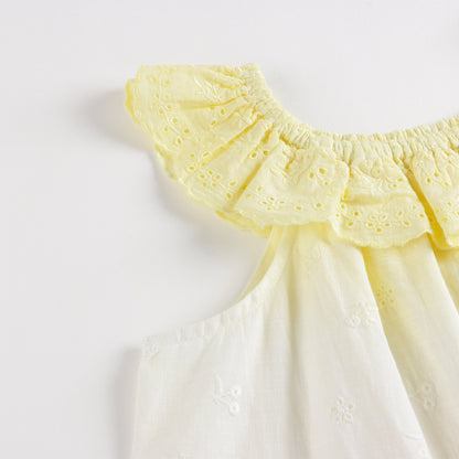 女童彩色荷叶边棉上衣