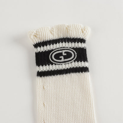 Girls White GG Cotton Long Socks