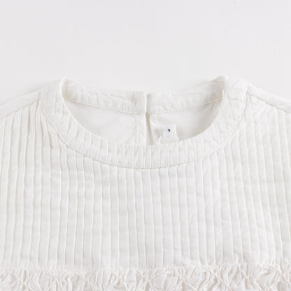 Girls White Cotton T-Shirt
