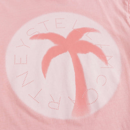 Girls Pink Printing Cotton T-Shirt