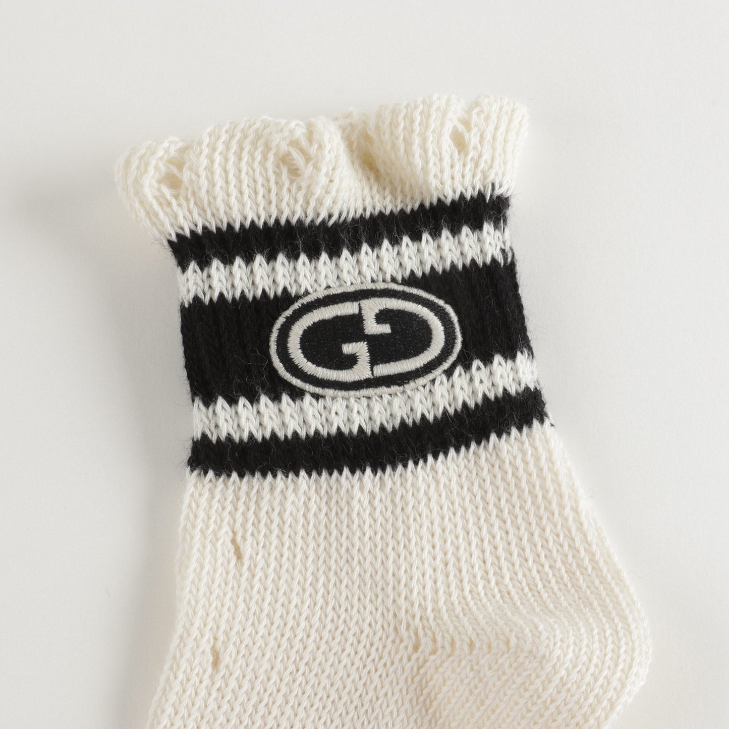 Girls White GG Cotton Short Socks