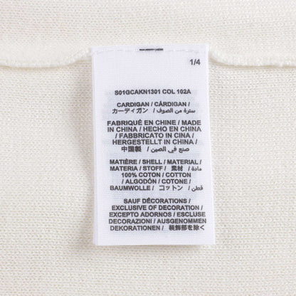 Girls White Cherry Cotton Cardigan