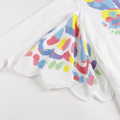 Girls White Butterfly Cotton Dress