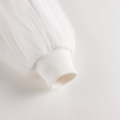 女童白色印花棉卫衣