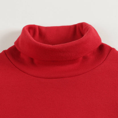 Girls Red Cotton Turtleneck