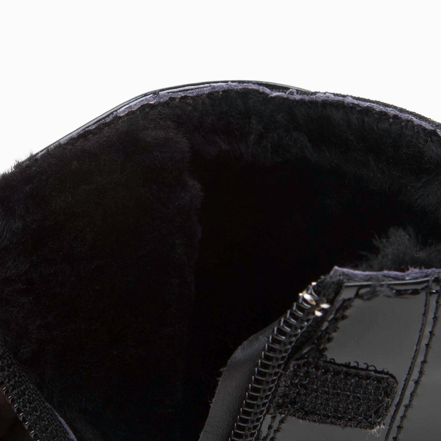 Girls Black Patent Leather Ankle Boots With Wool