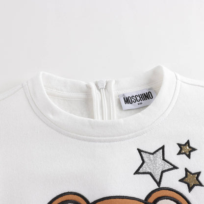 女童白色Logo棉卫衣