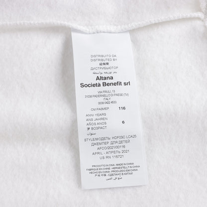 女童白色Logo棉卫衣