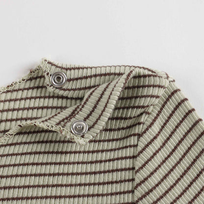 婴儿柠檬色条纹棉连体衣