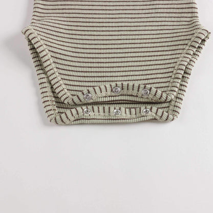 婴儿柠檬色条纹棉连体衣