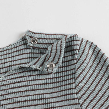 婴儿薄荷绿条纹棉连体衣