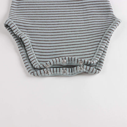 婴儿薄荷绿条纹棉连体衣