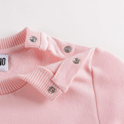 女婴粉色Logo棉连体衣