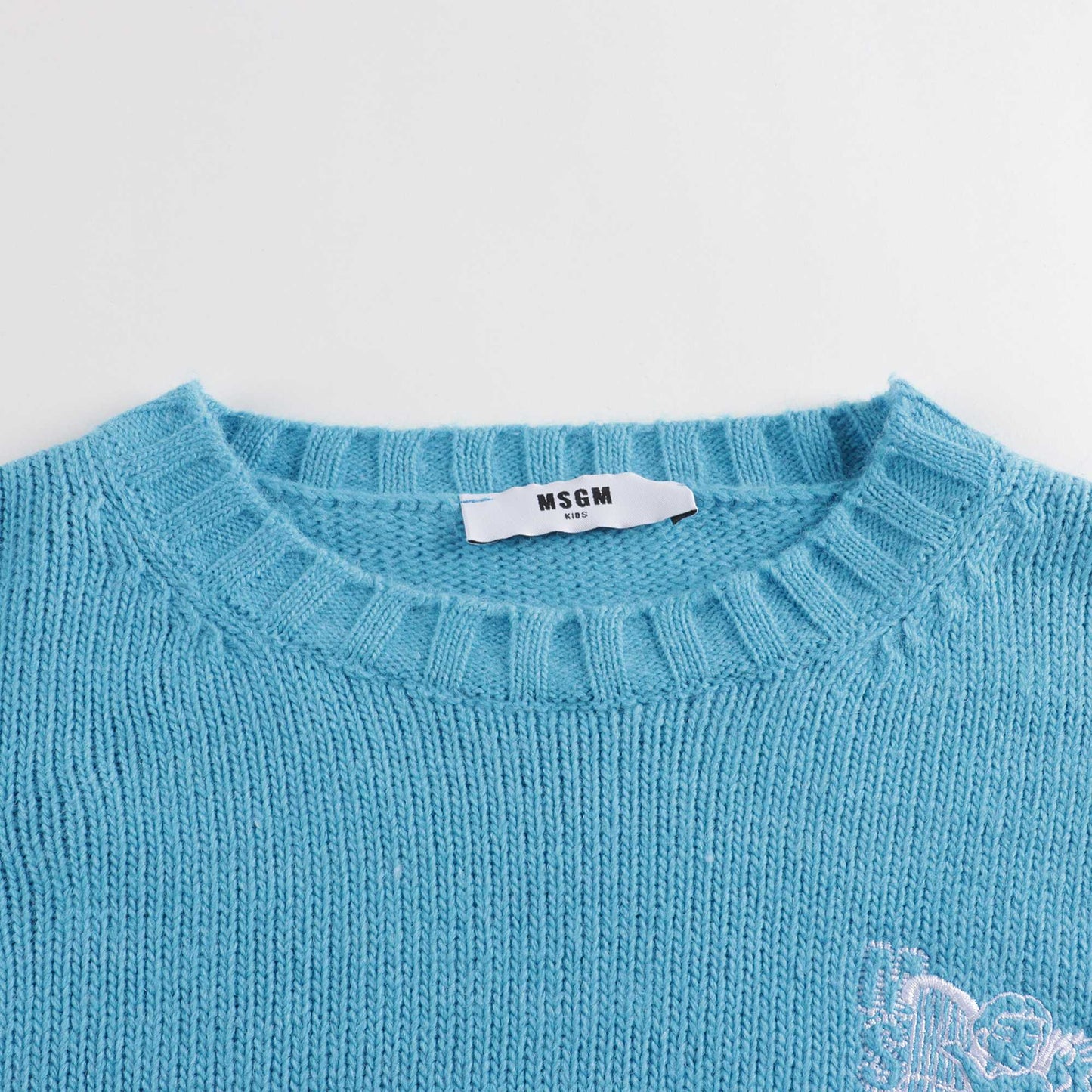 女童蓝色Logo毛衣