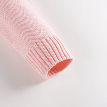 女童粉色Logo棉毛衣