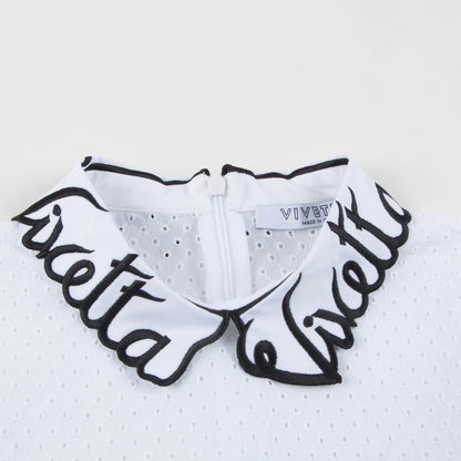 Girls White Collar And Embroidery Cotton Woven Dress