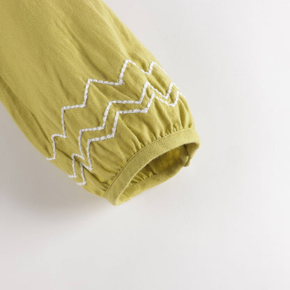 女童橄榄绿棉上衣