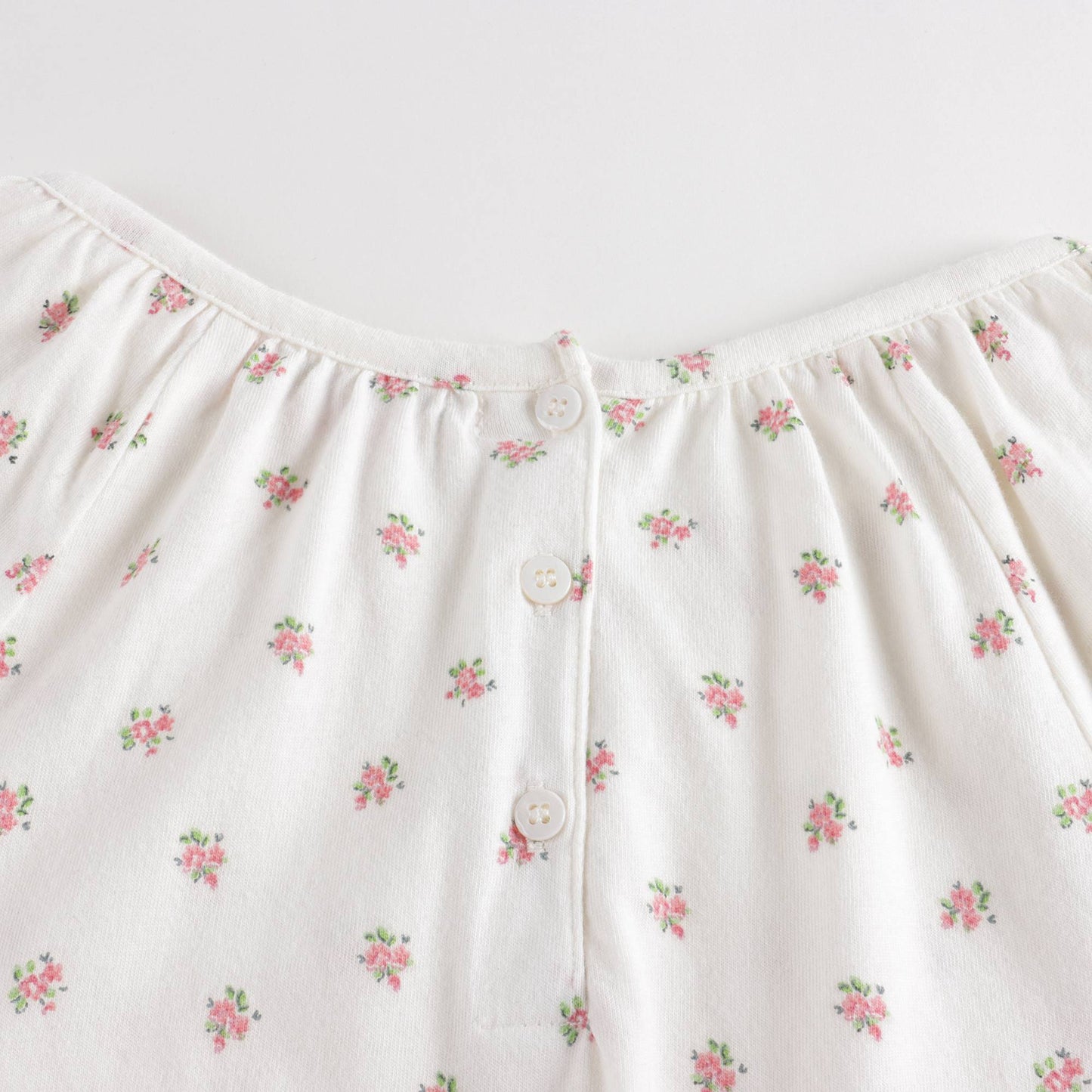 女童白色碎花棉睡衣套装