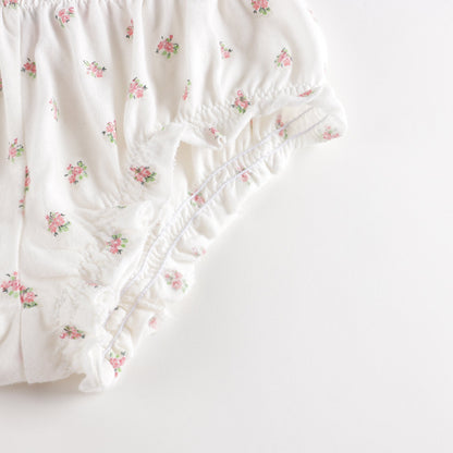 女童白色碎花棉睡衣套装