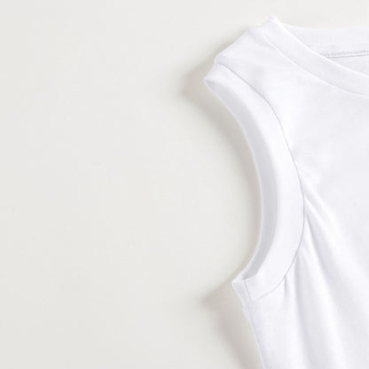 Boys White Logo Cotton Tank Top