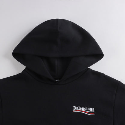 儿童黑色连帽Logo棉卫衣