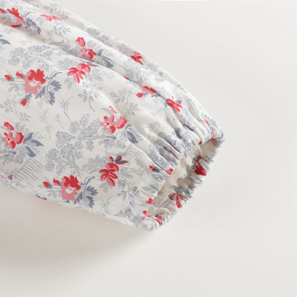 Girls White Floral Cotton Top