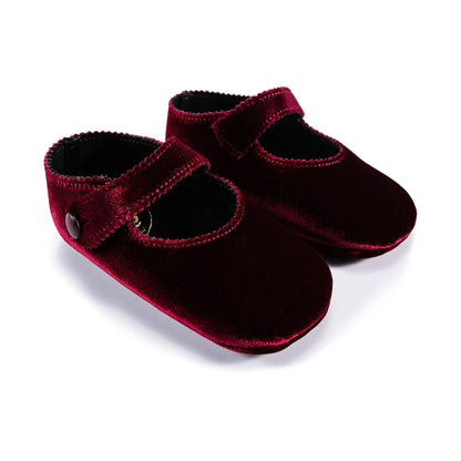 Baby Girls Burgundy Velvet Flats