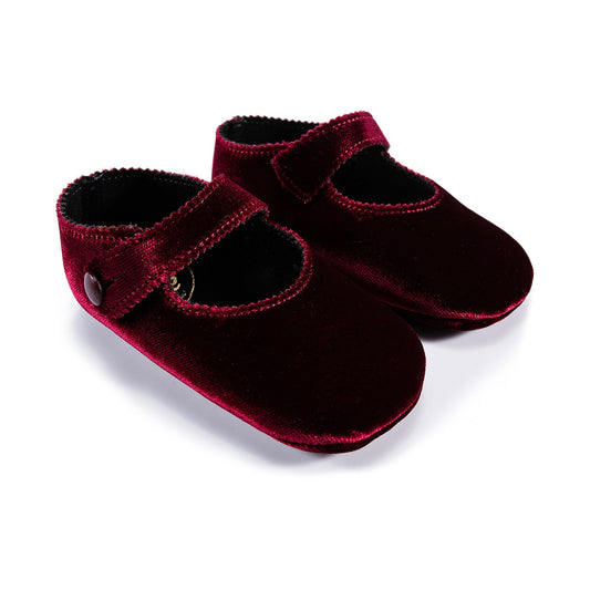 Baby Girls Burgundy Velvet Flats