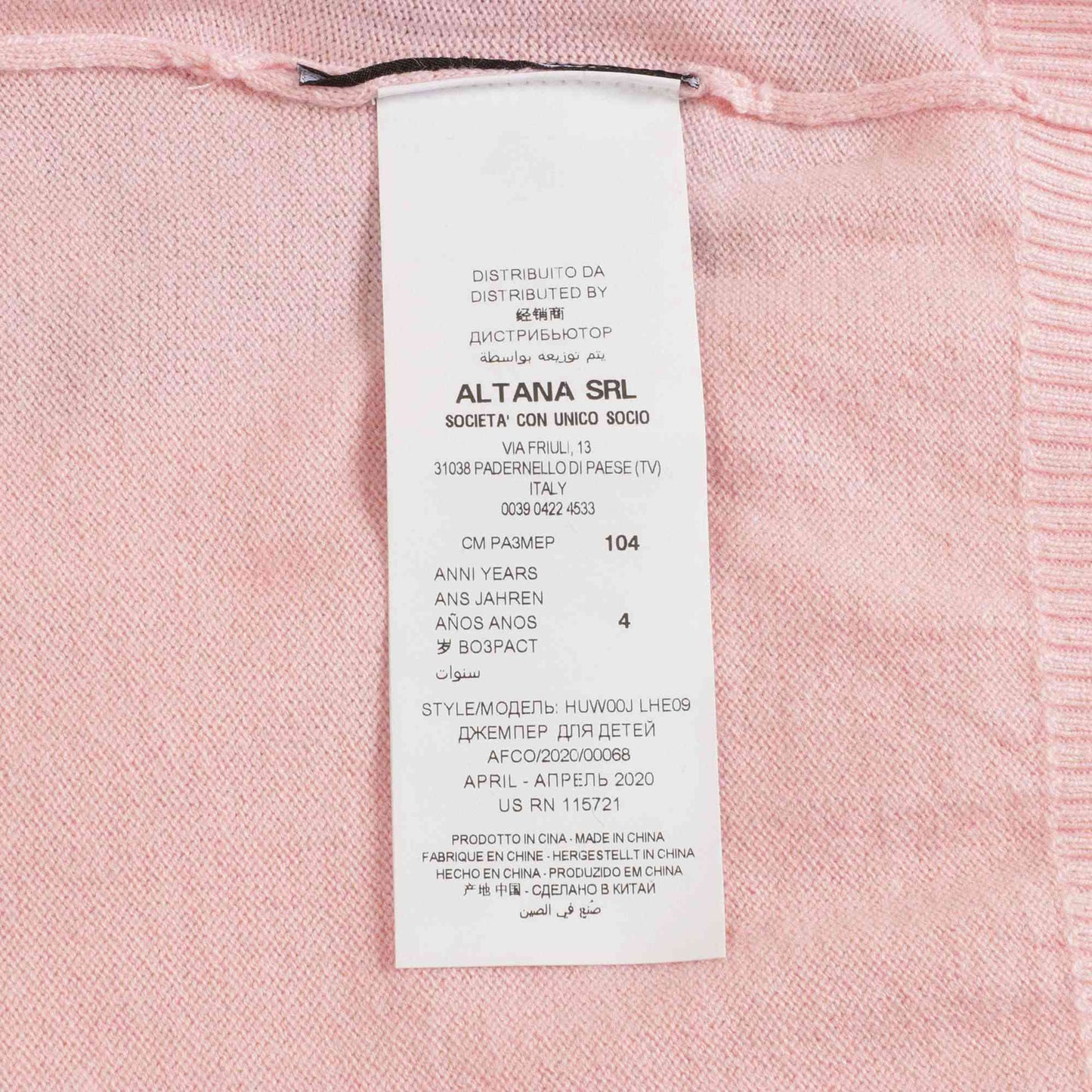 Girls Pink Teddy Bear Jumper
