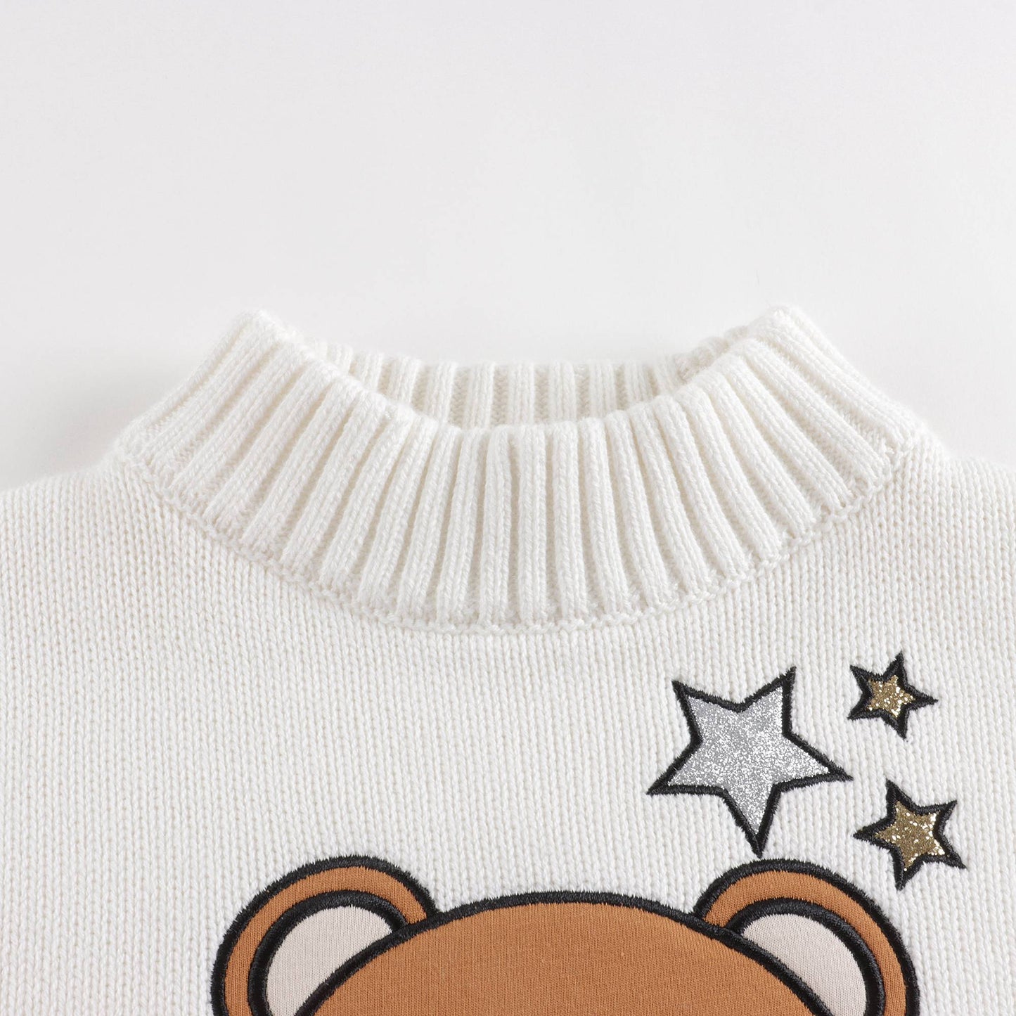 女童白色Logo棉毛衣