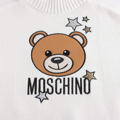 女童白色Logo棉毛衣