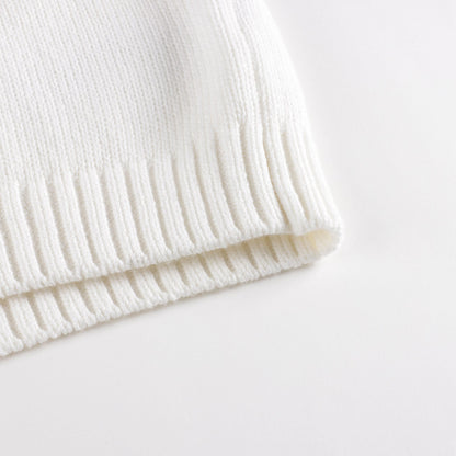 女童白色Logo棉毛衣