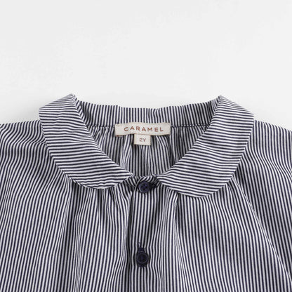 婴儿藏青色条纹棉衬衫