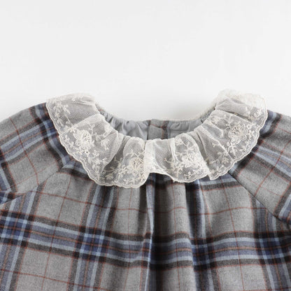 女婴浅灰色格子连衣裙