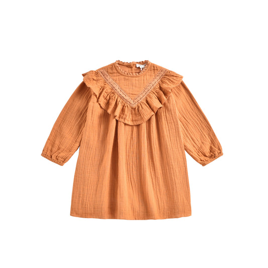 Girls Dark Safran Organic Cotton Dress