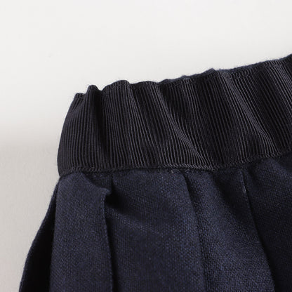 女童藏青色百褶短裙