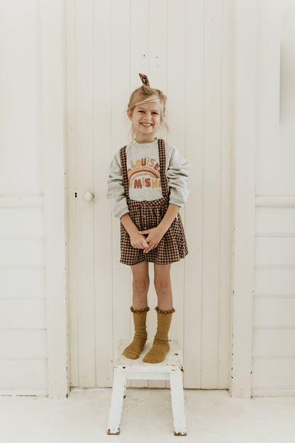 Girls Aubergine Vichy Organic Cotton Skirt