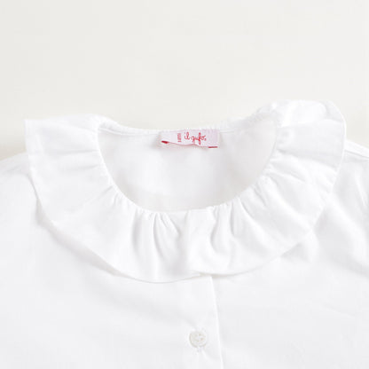 Girls White Ruffle Shirt